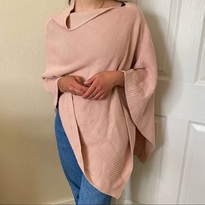 pink knitted shawl poncho